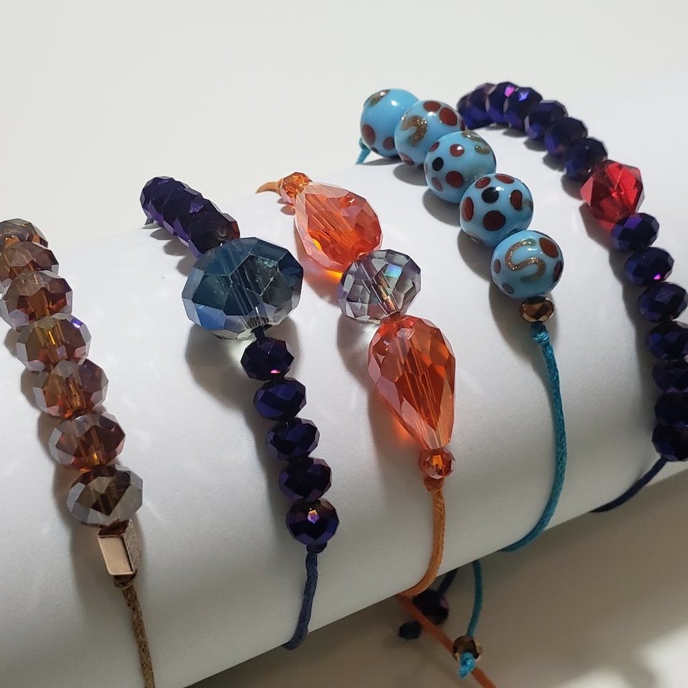 SET of 5 Unisex BRACELETS Fully Adjustable - Make a unique gift